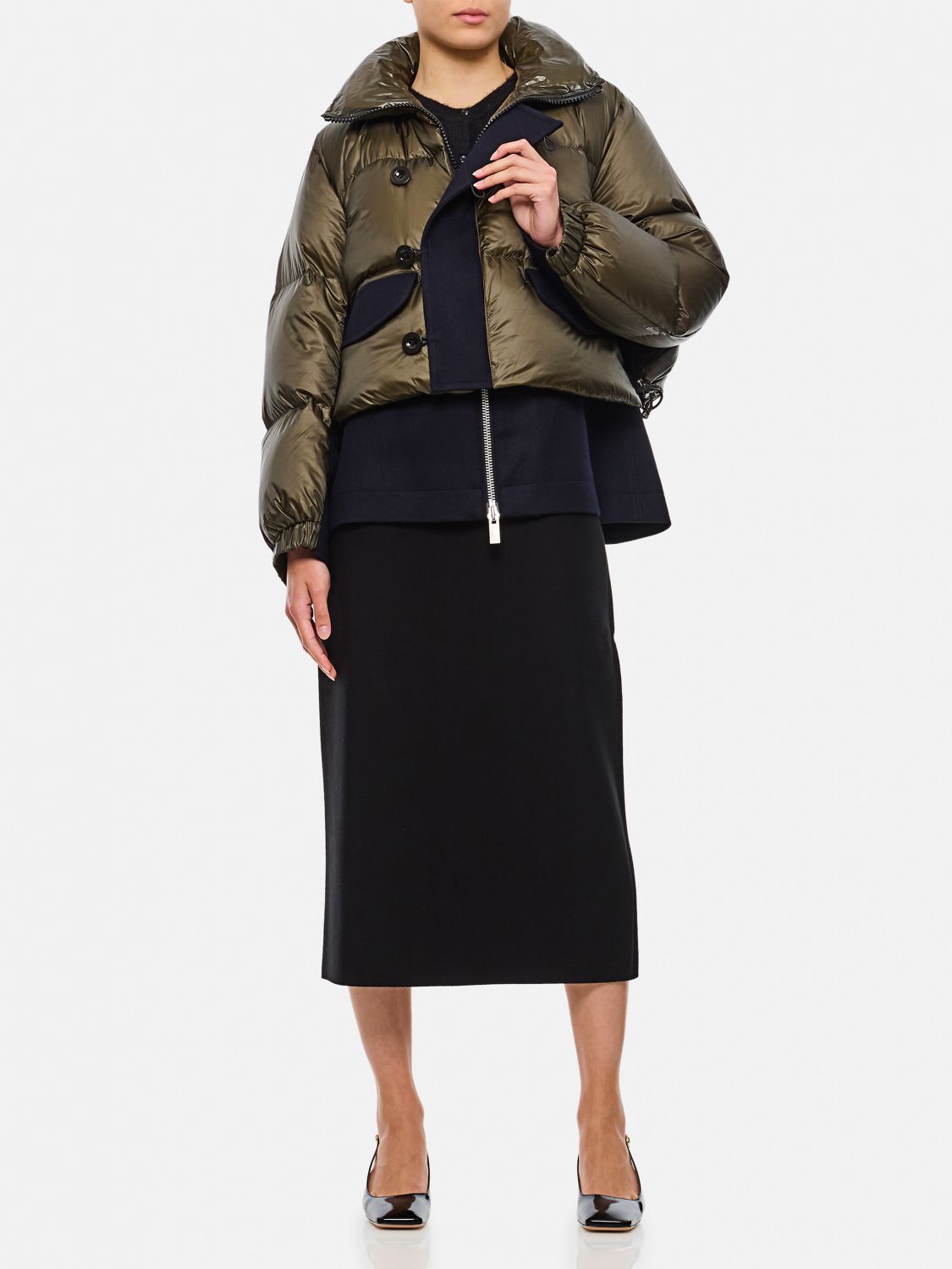 Layered puffer jacket - Green