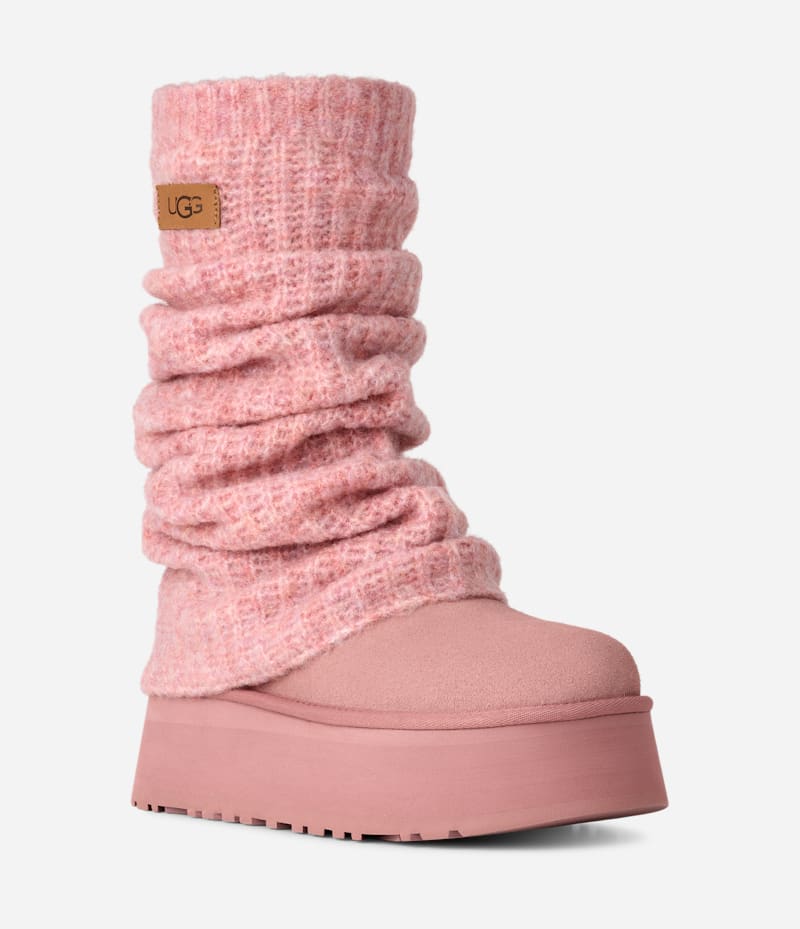 ® Women's Classic Mini Dipper Legwarmer Knit Classic Boots in Pink Dawn