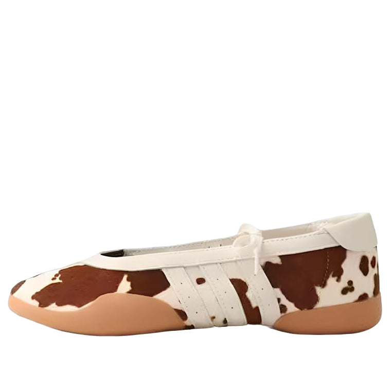 (WMNS) Tarkwondo Mei Cow Print Ballerina Shoes 'Aurora Coffee Cloud White Gum'