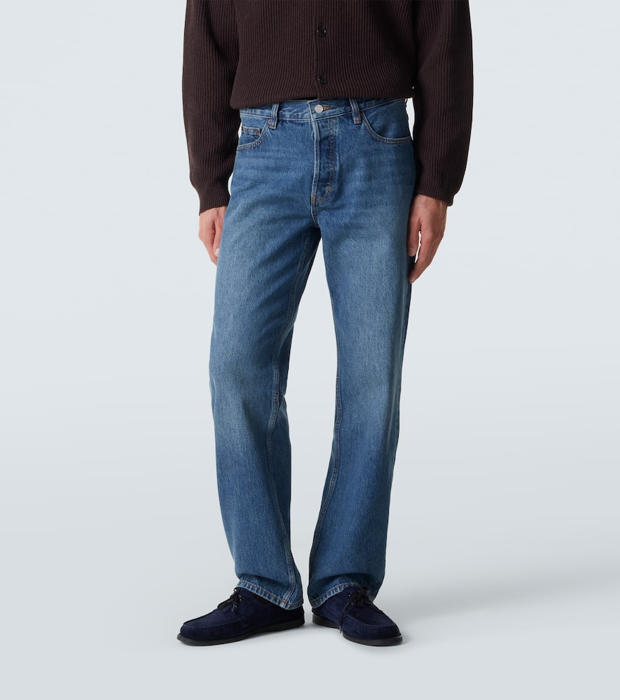 Relaxed distressed straight jeans