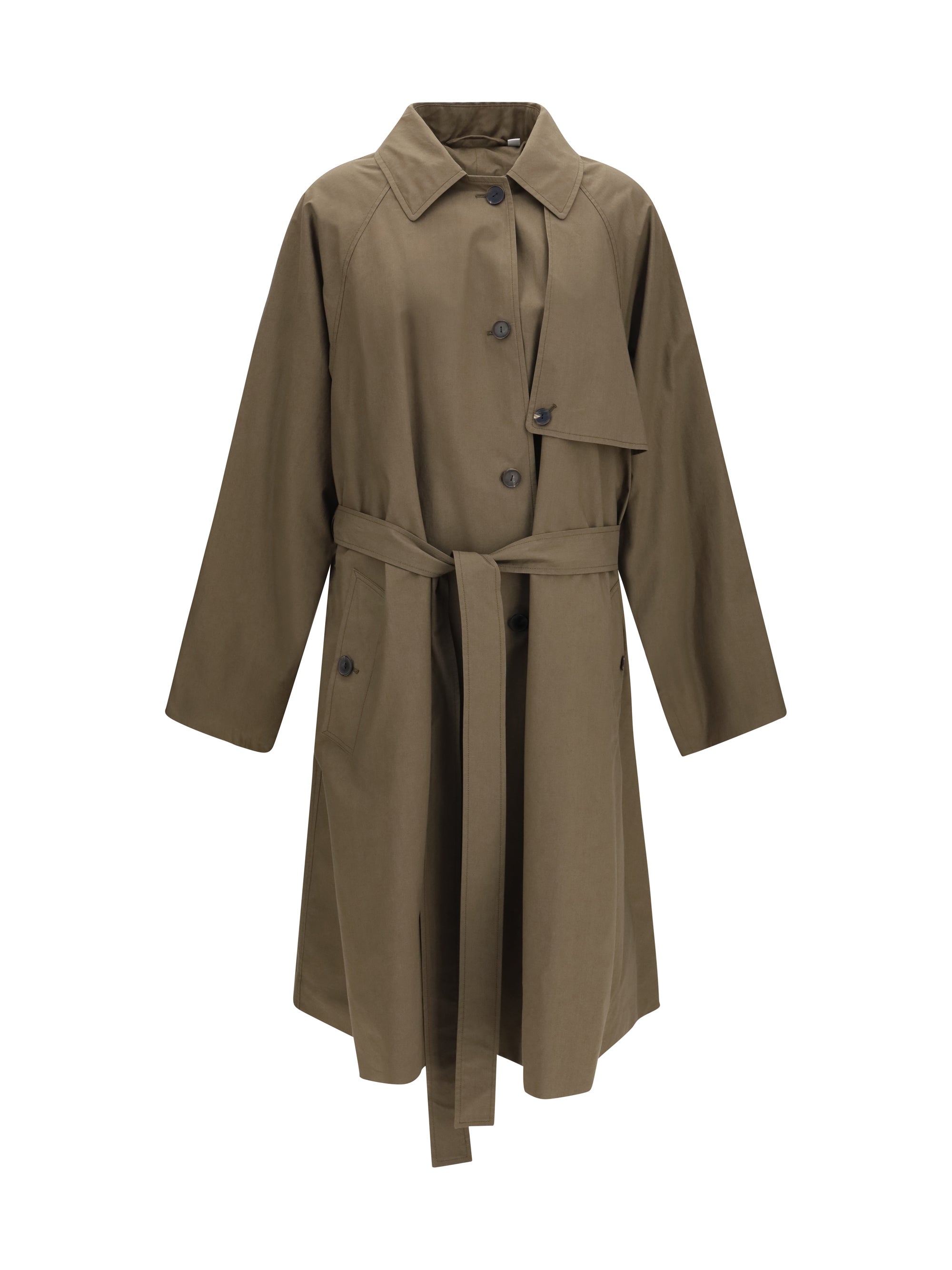 Cotton Belted Trench Coat — Beige