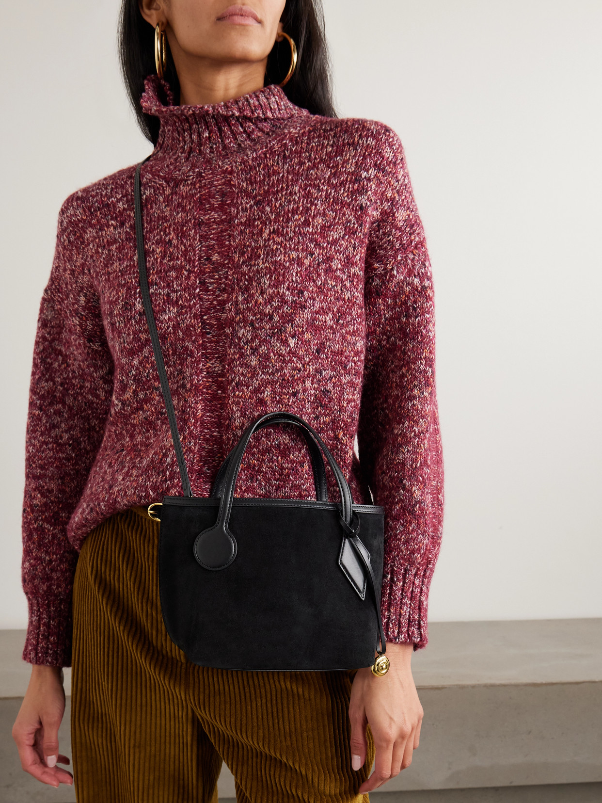 Sprout Micro Embellished Leather-trimmed Suede Tote - Black