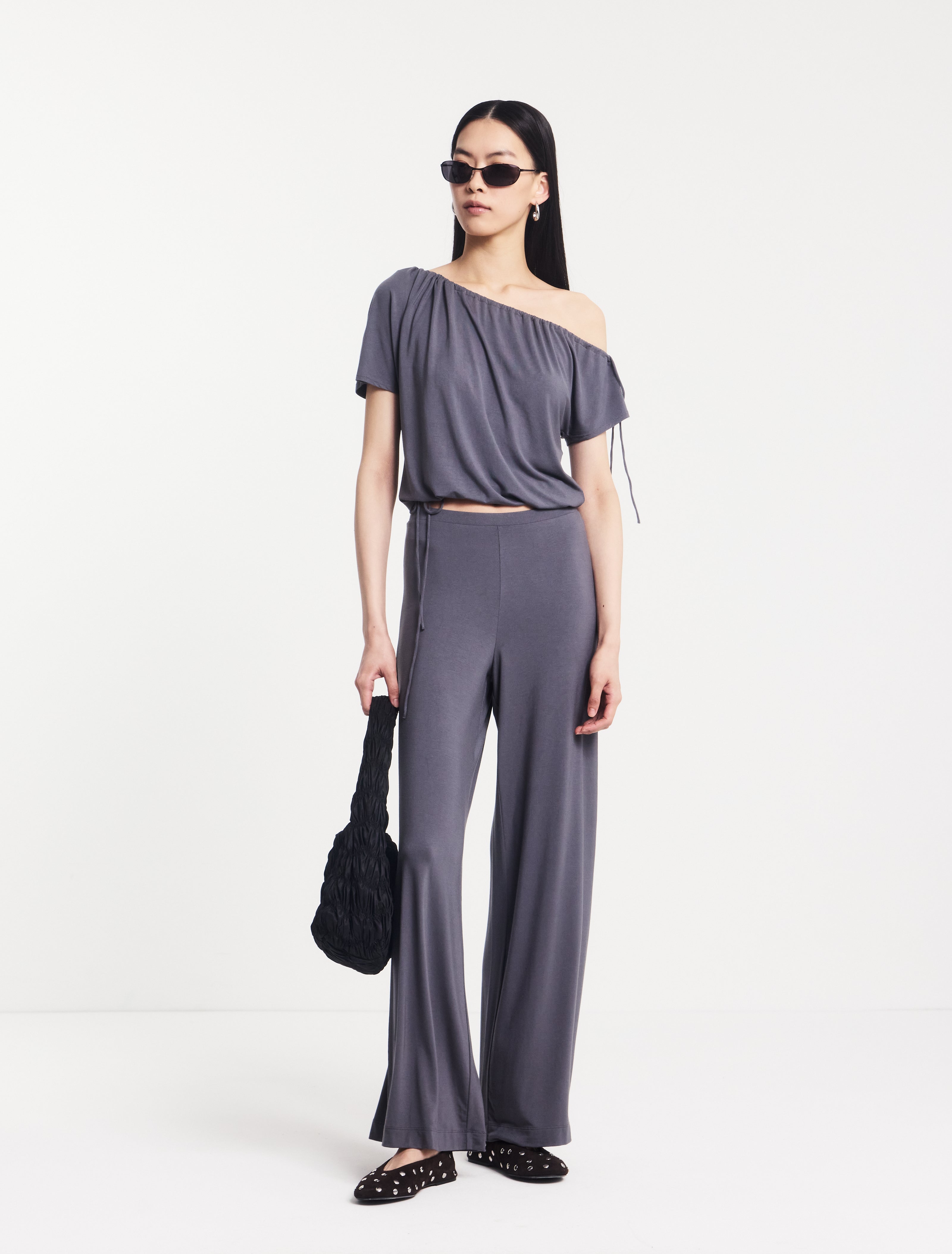 Marlowe Draw Cord Tee in Magnet - TENCEL
