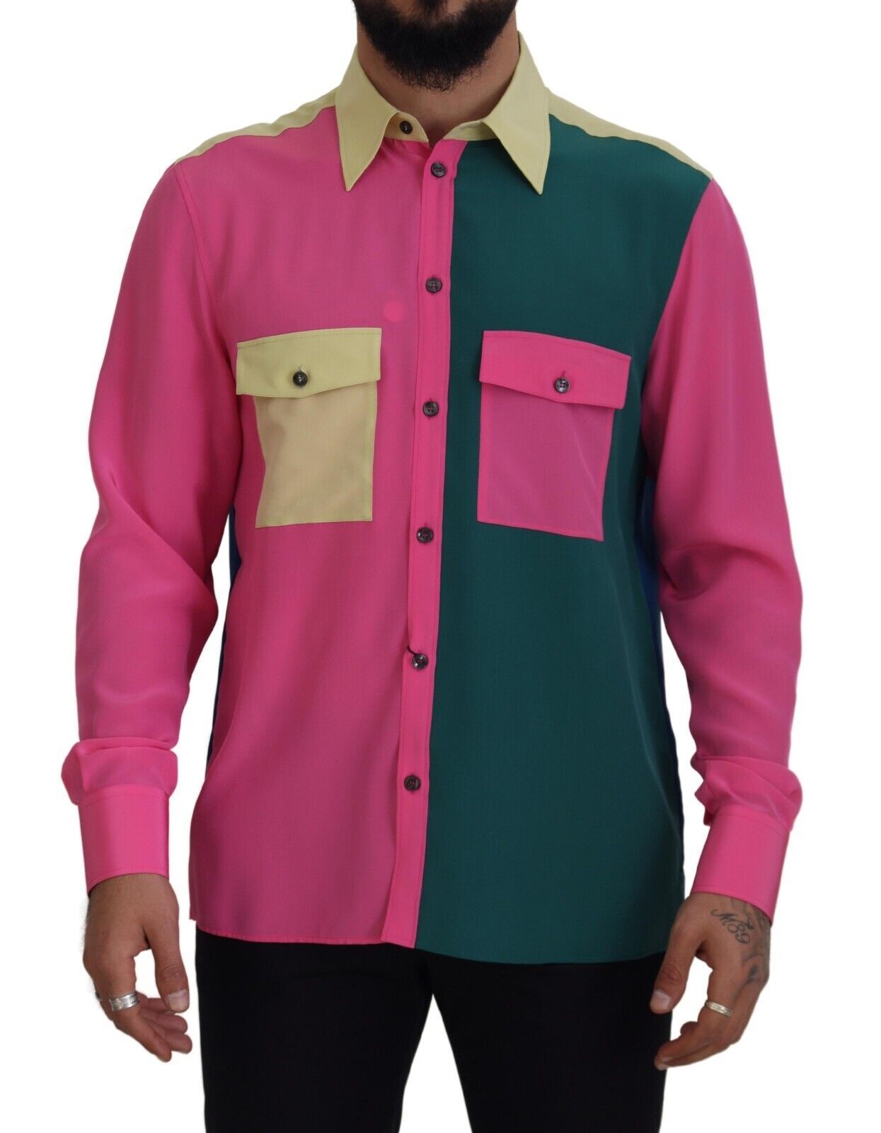 Patchwork Silk Shirt — Pink