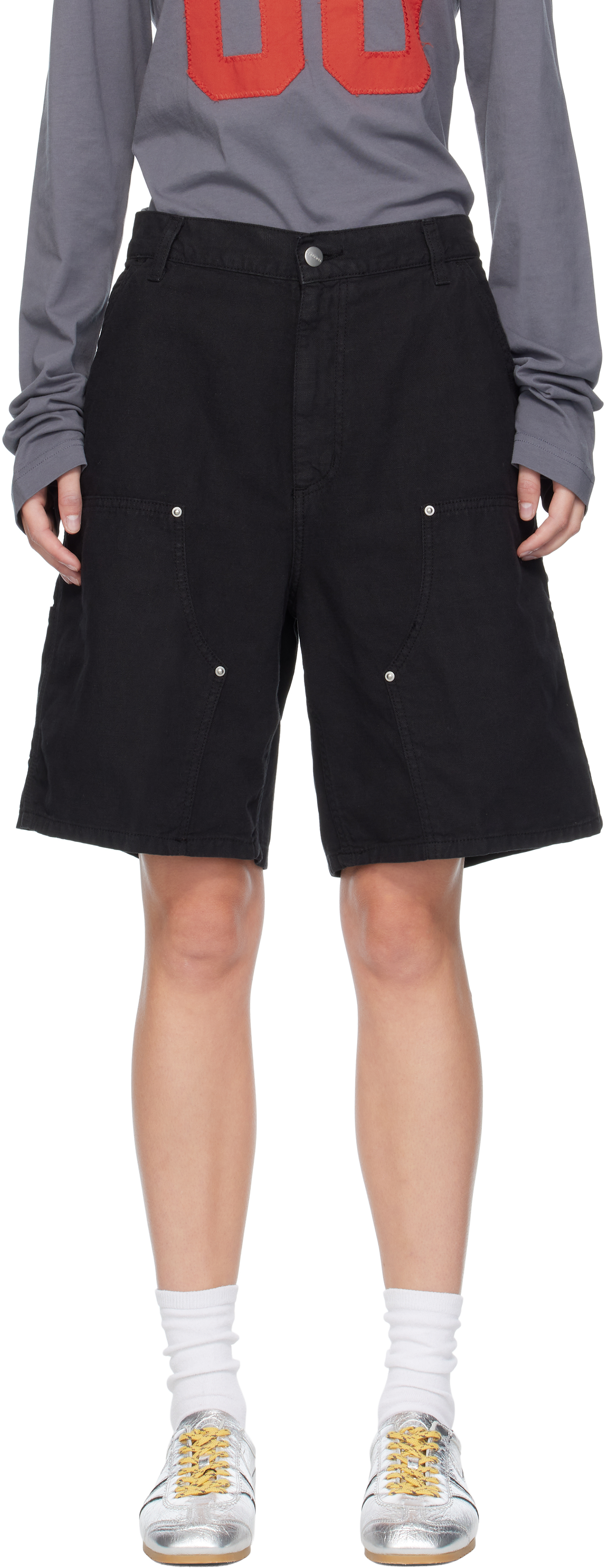 Black Branford Double Knee Shorts