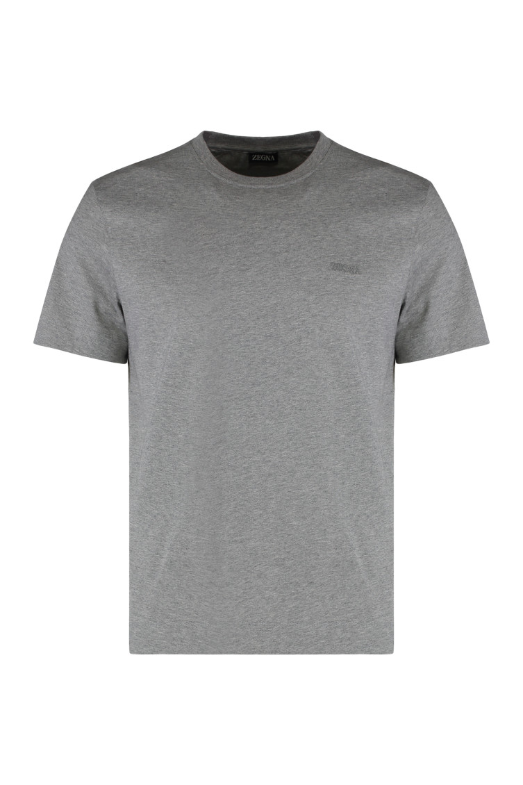 Grey Round Neck Logo T-Shirt