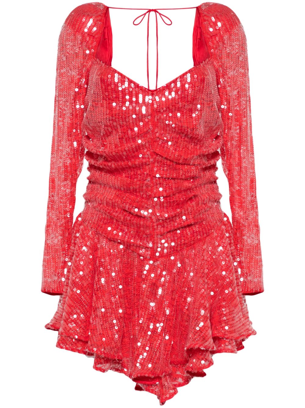 Ruched sequinned minidress - Red