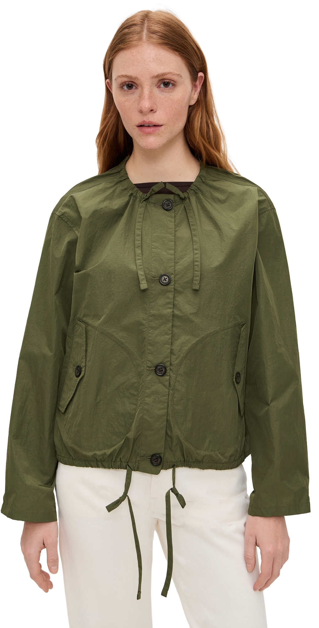 Recycled Nylon Windbreaker Jacket New Olive
