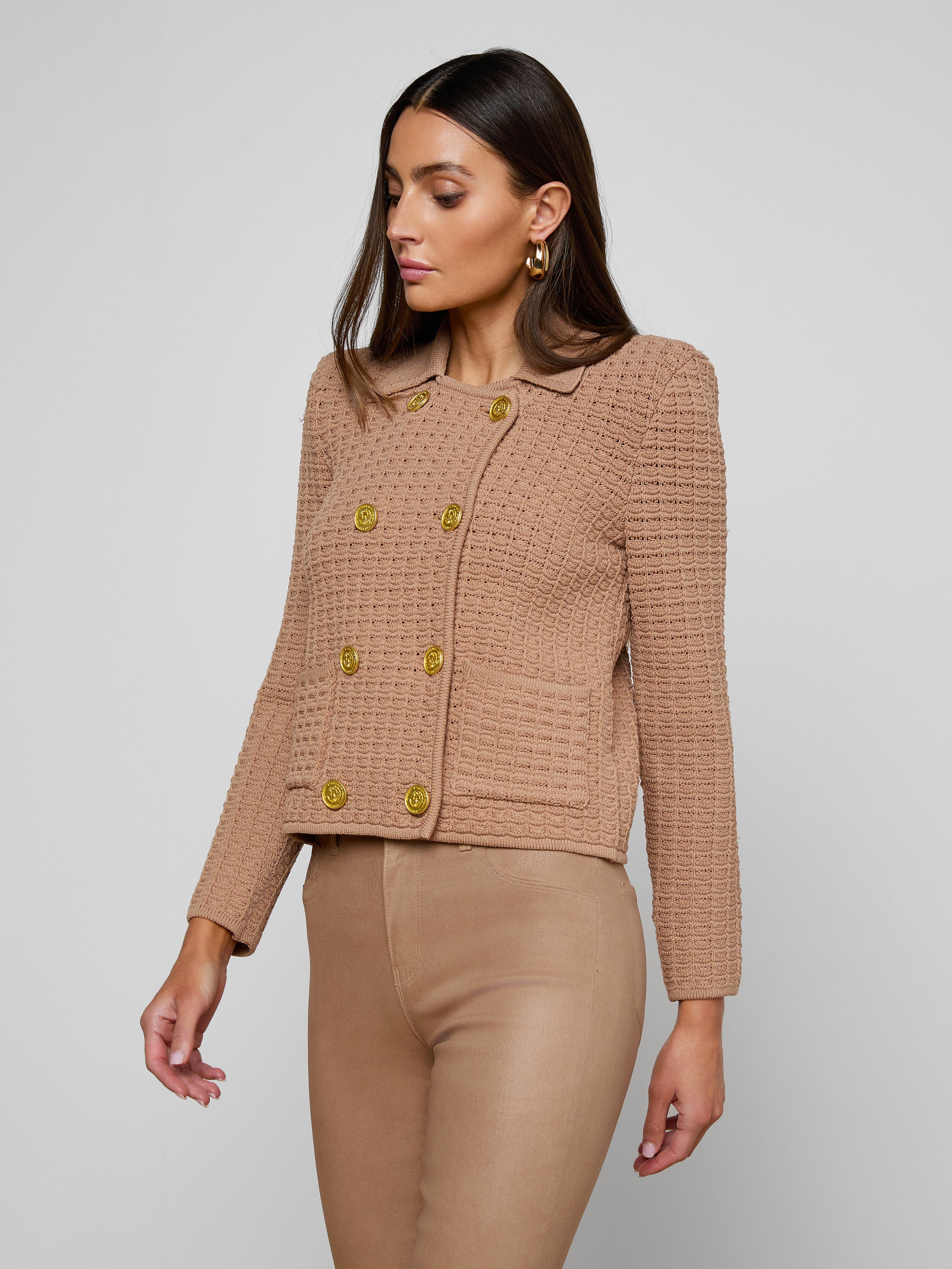 Charlie Knit Jacket In Cappuccino/gold