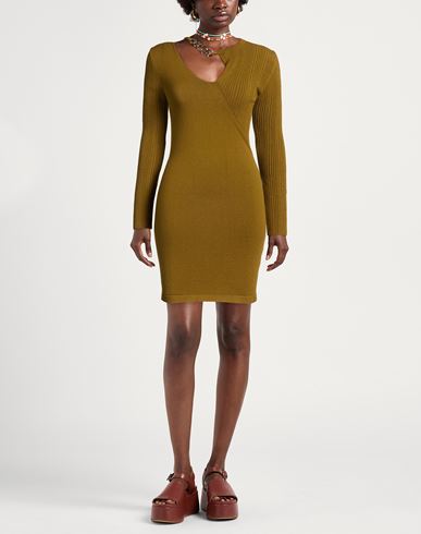 Woman Mini dress Khaki Size 4 Viscose, Polyamide, Wool