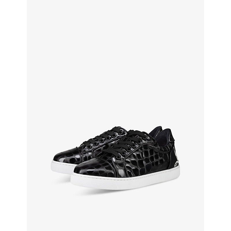 Womens Black Fun Vieira Leather Low-top Trainers