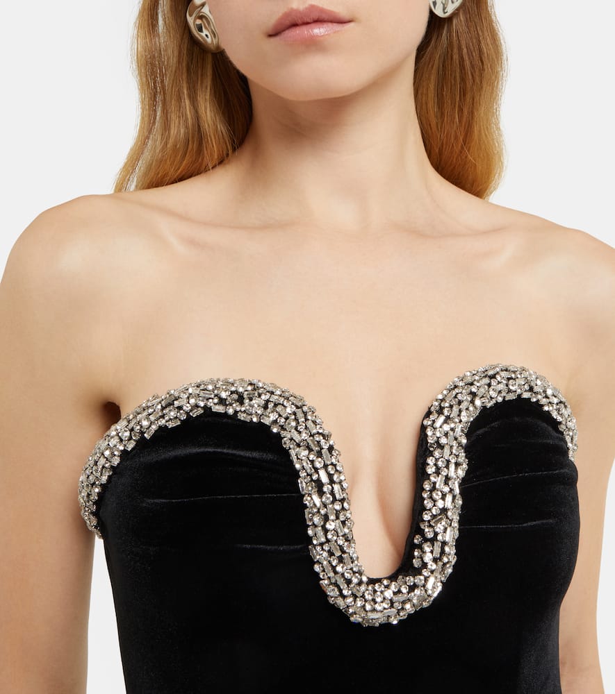 Embellished velvet corset dress