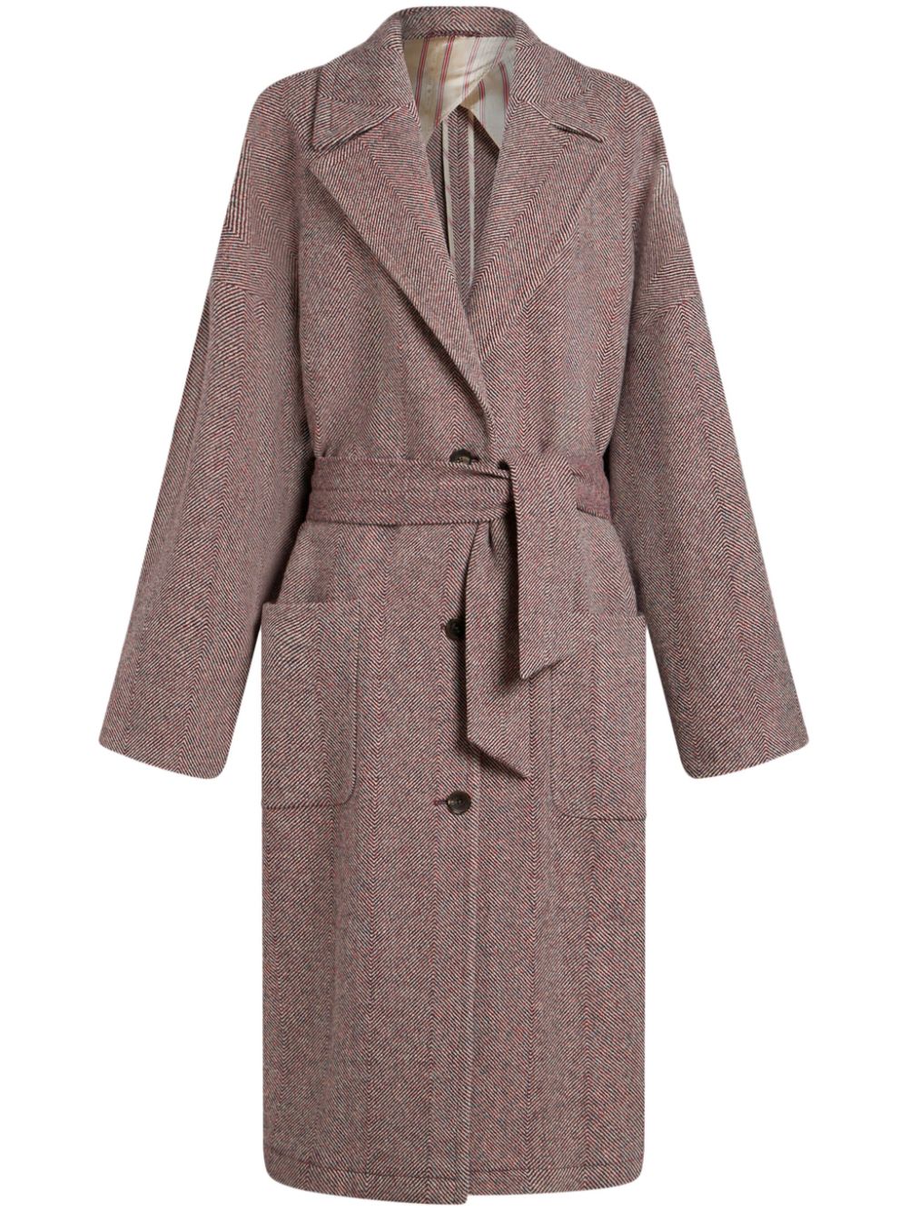 Belted wool coat - Red