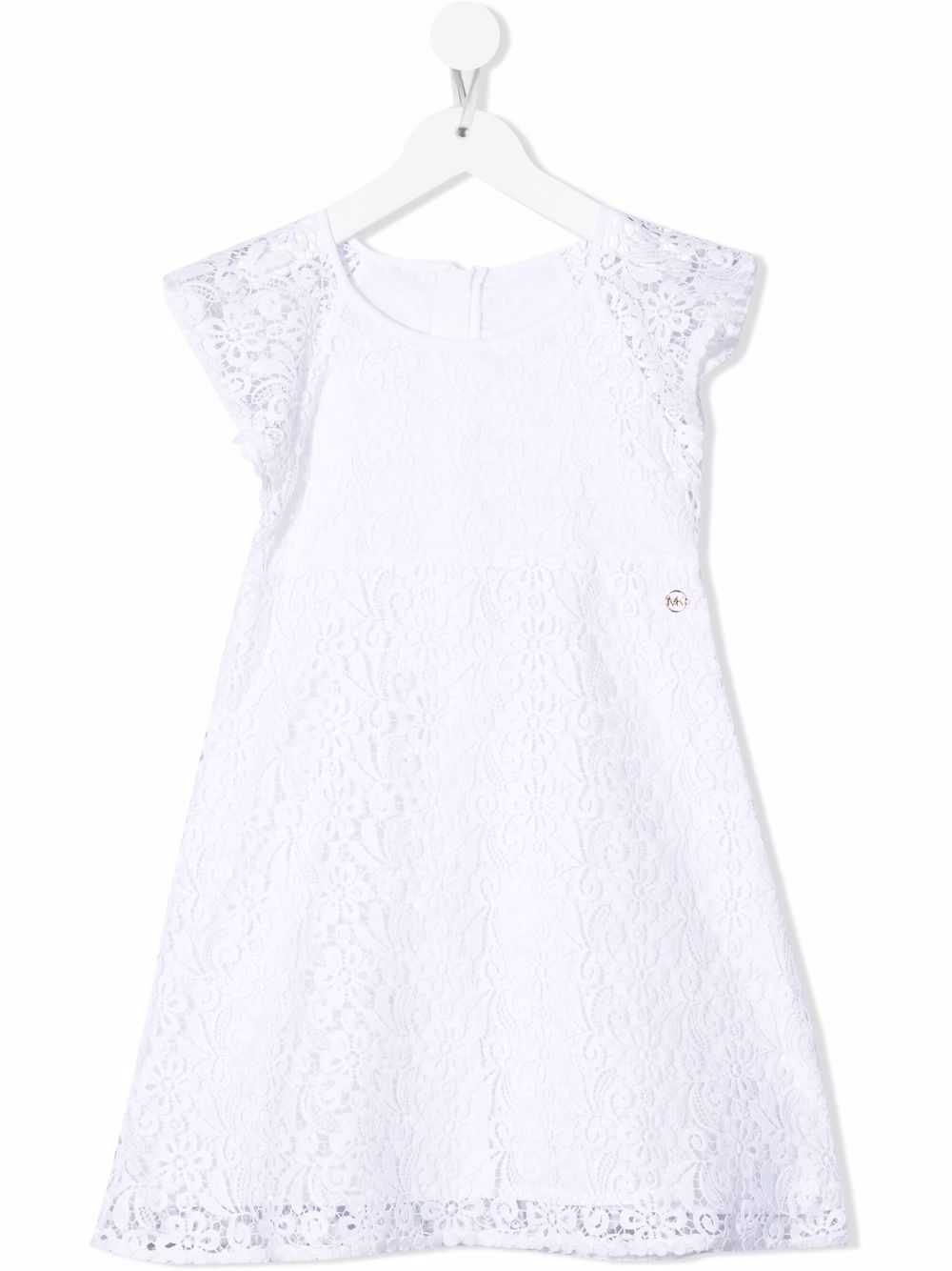Lace-panelled A-line midi dress - White