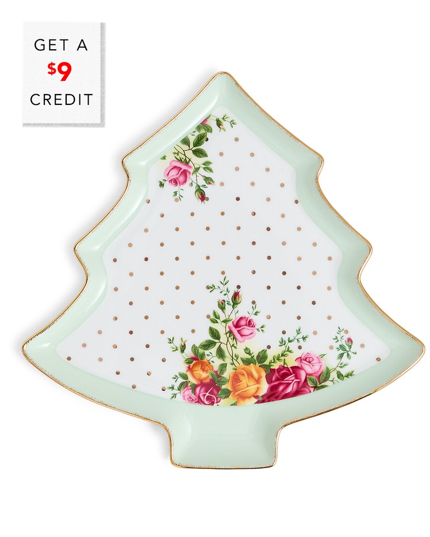 Old Country Roses Christmas Tree Serving Dish With $9 Credit