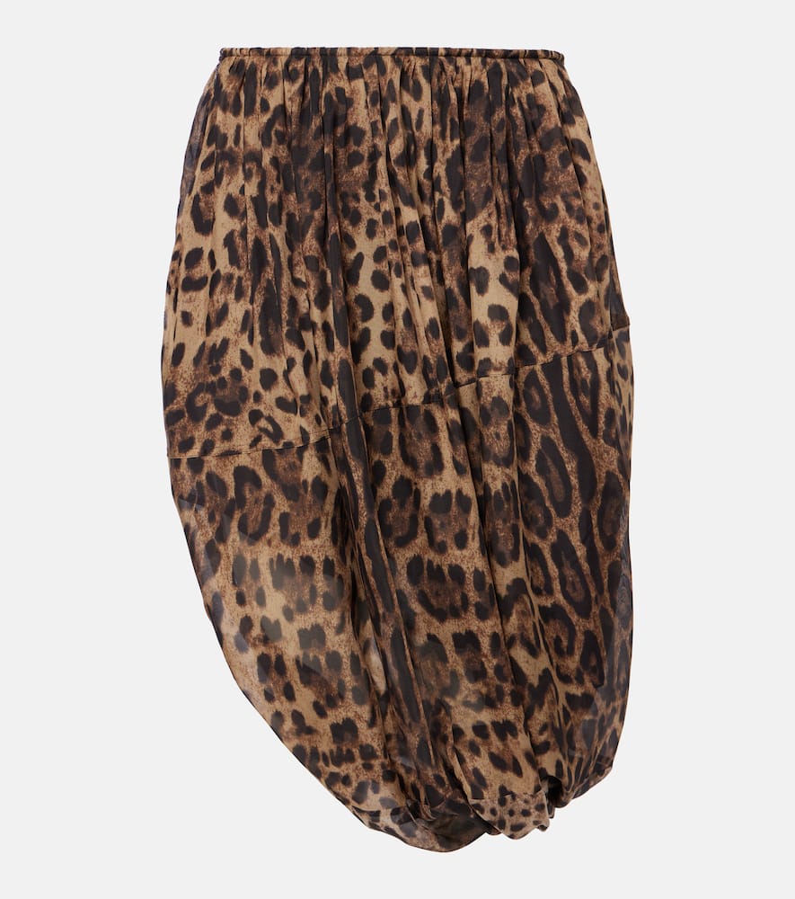 Leopard-print chiffon midi skirt