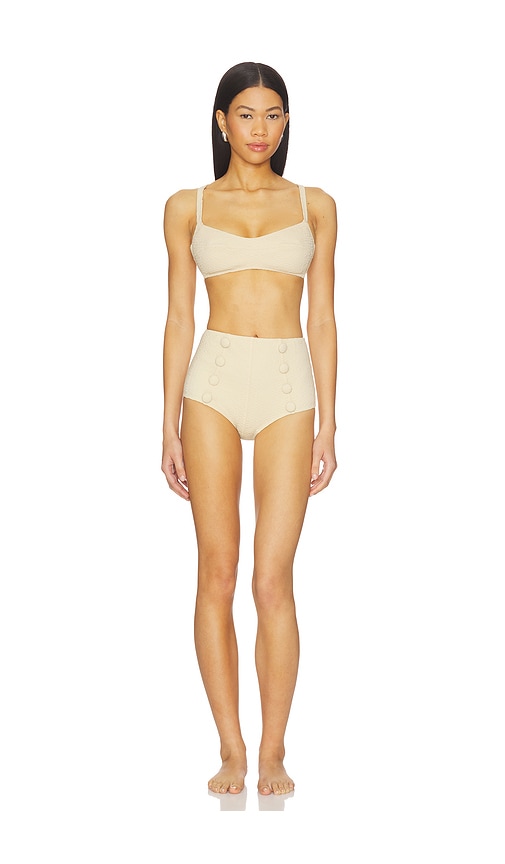 Lisa Marie Fernandez Balconette High Waist Bikini Set in Cream. - S also in XS