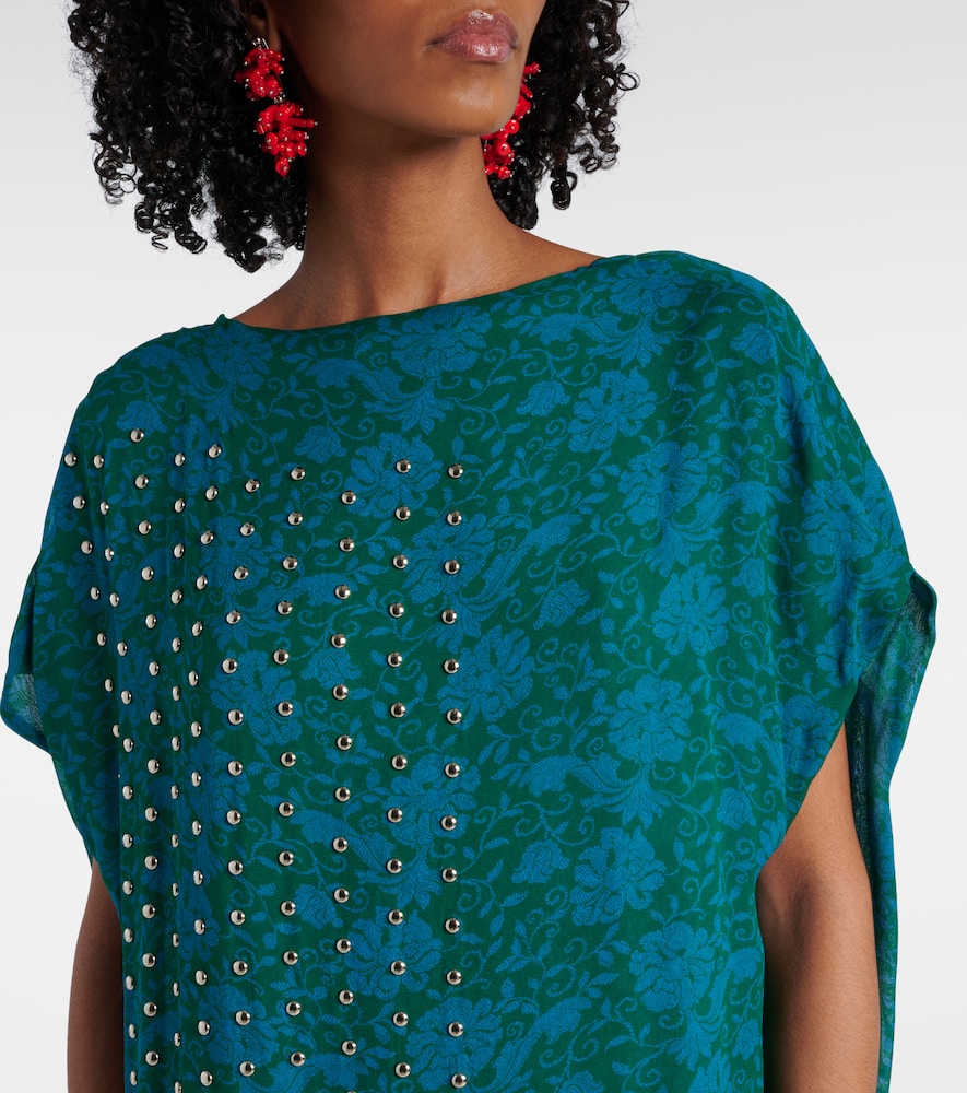 Printed embellished maxi dress