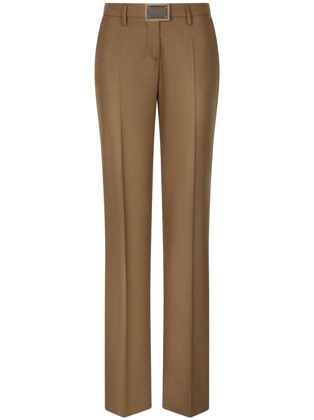 Logo-plaque straight-leg trousers - Brown