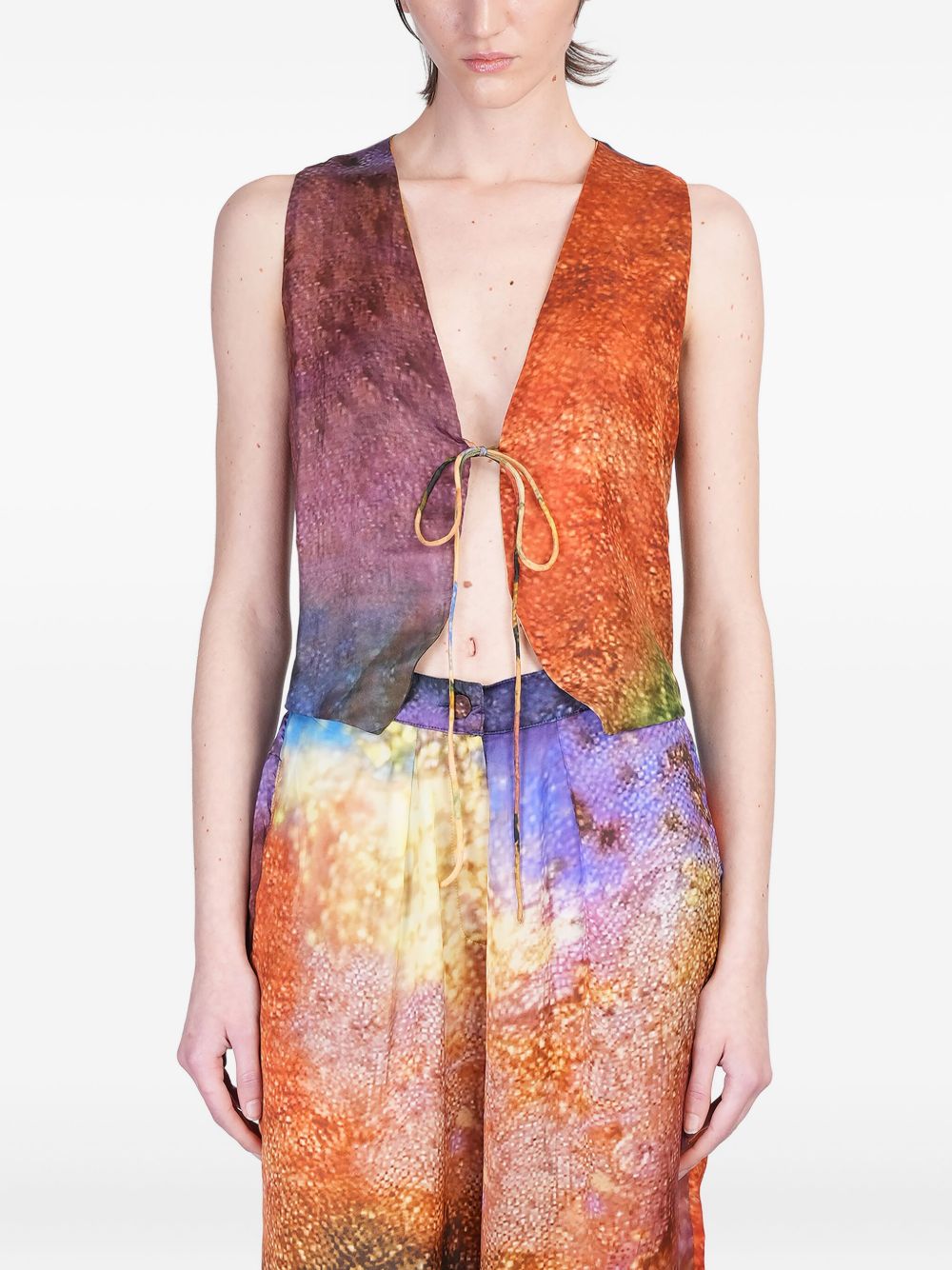 YAVI abstract-print vest - Orange