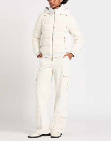 Woman Puffer Cream Size 10 Virgin Wool, Polyamide, Viscose, Cashmere