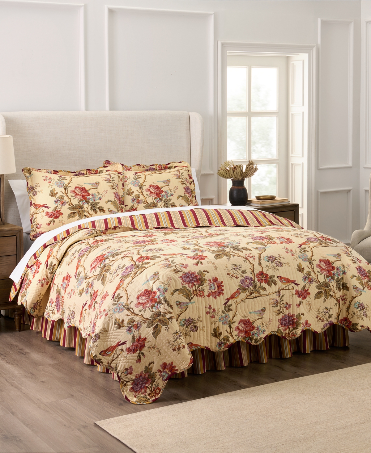 Charleston Chirp Cotton 4-Pc. Quilt Set, Twin - Papaya