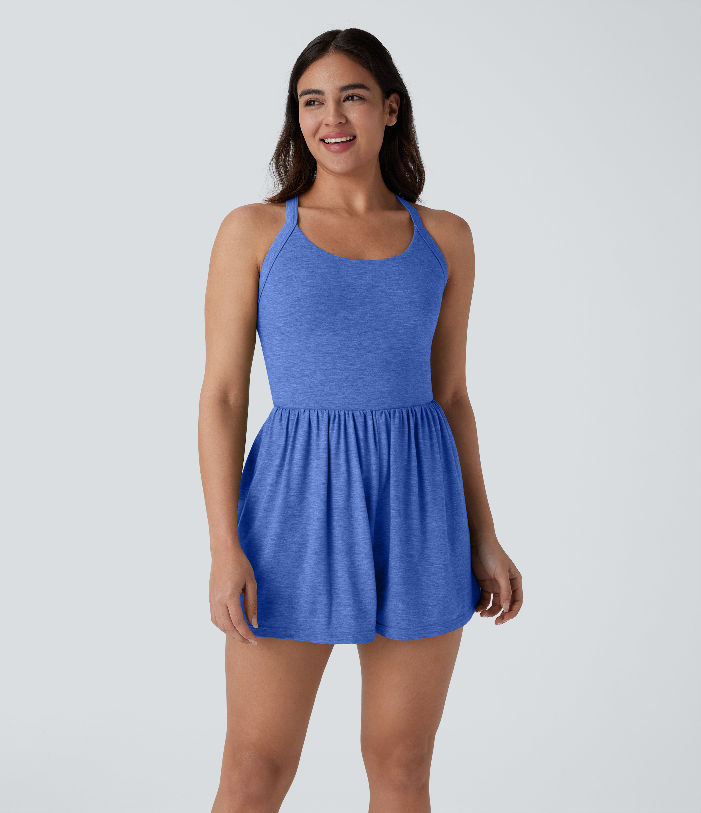 Pocket 2-in-1 Romper-Easy Peezy Edition  - Sky Blue Floral Yarn