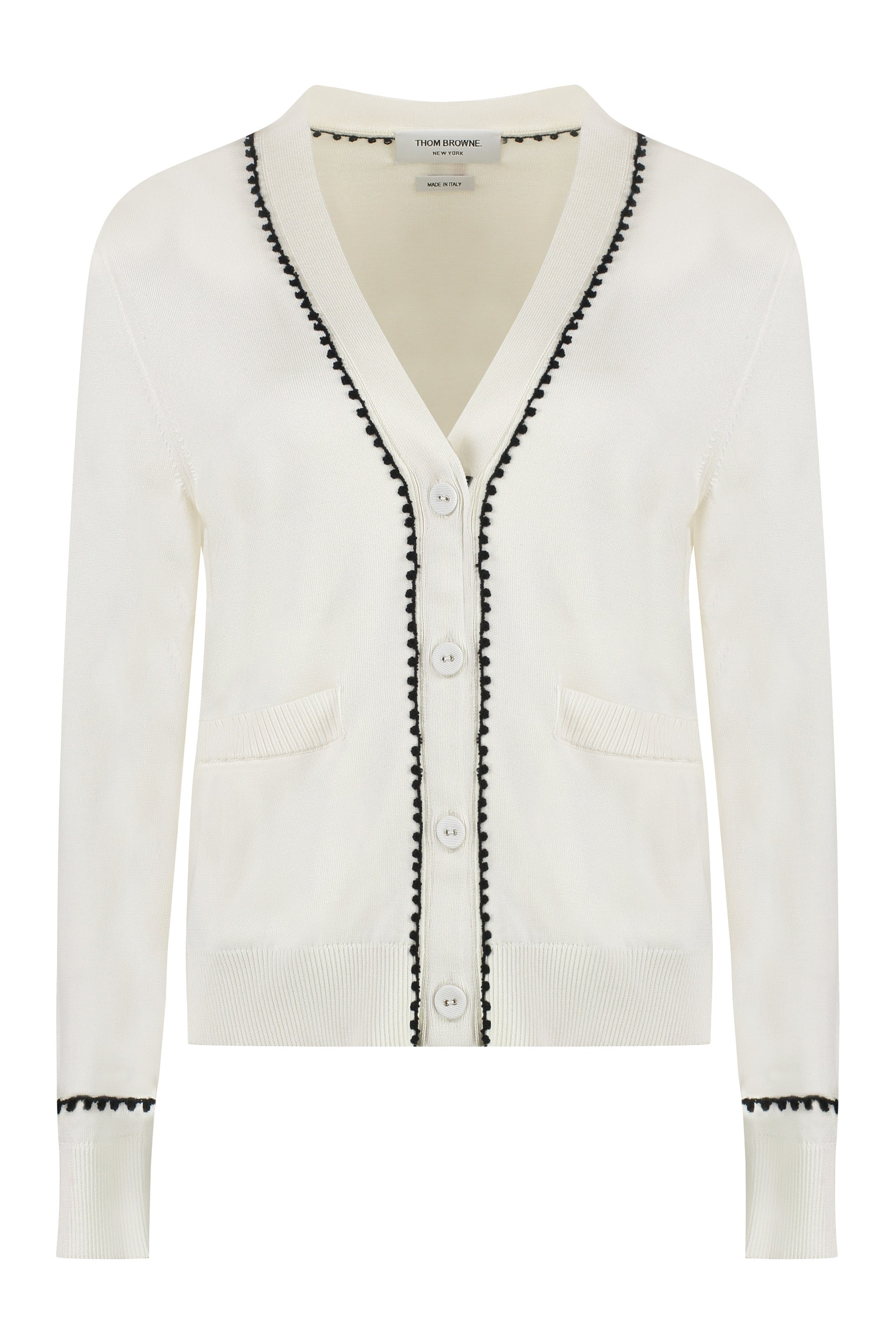 Silk and Cotton Cardigan with Contrast Trimmings