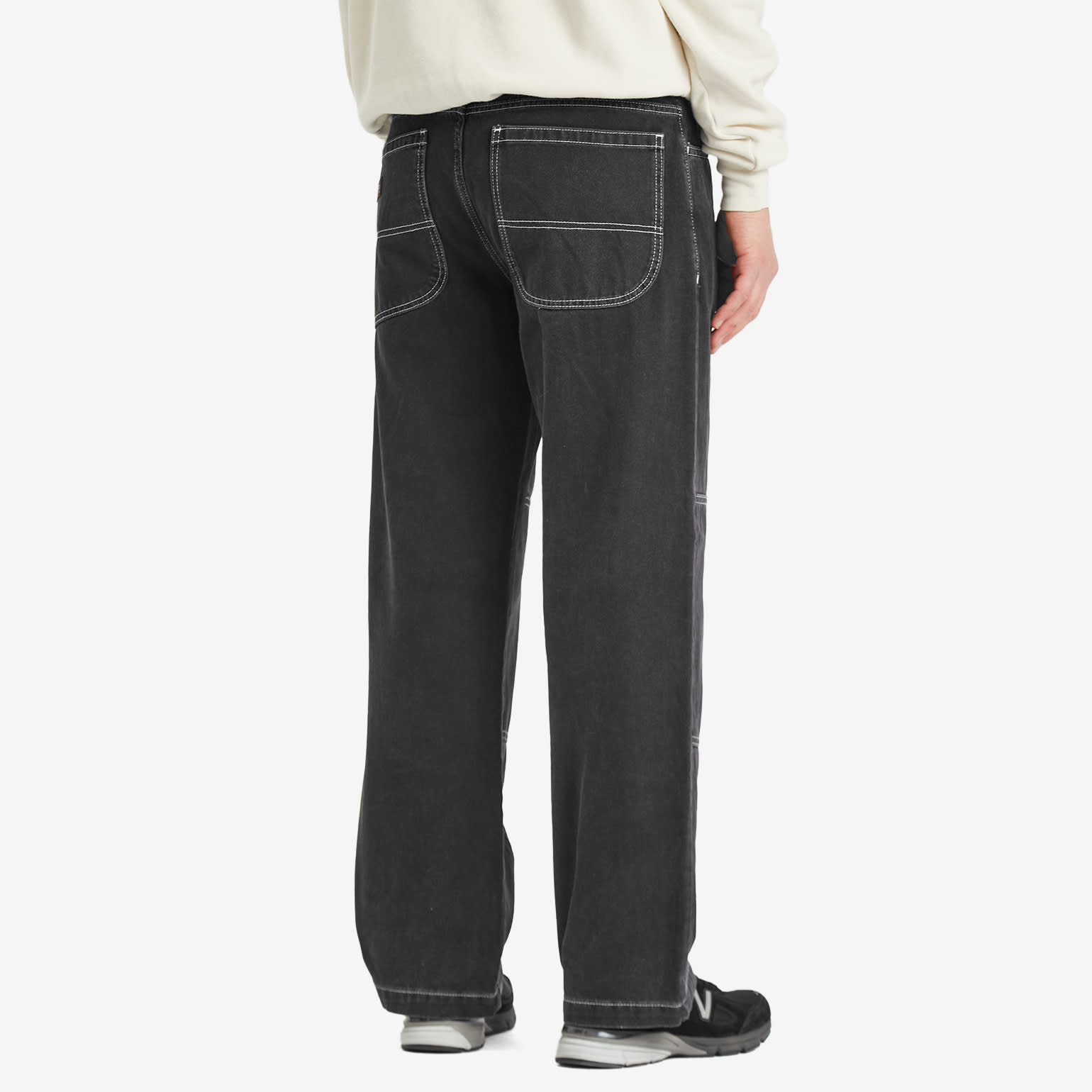 Men's Denim Double Knee Pants in Black Wash