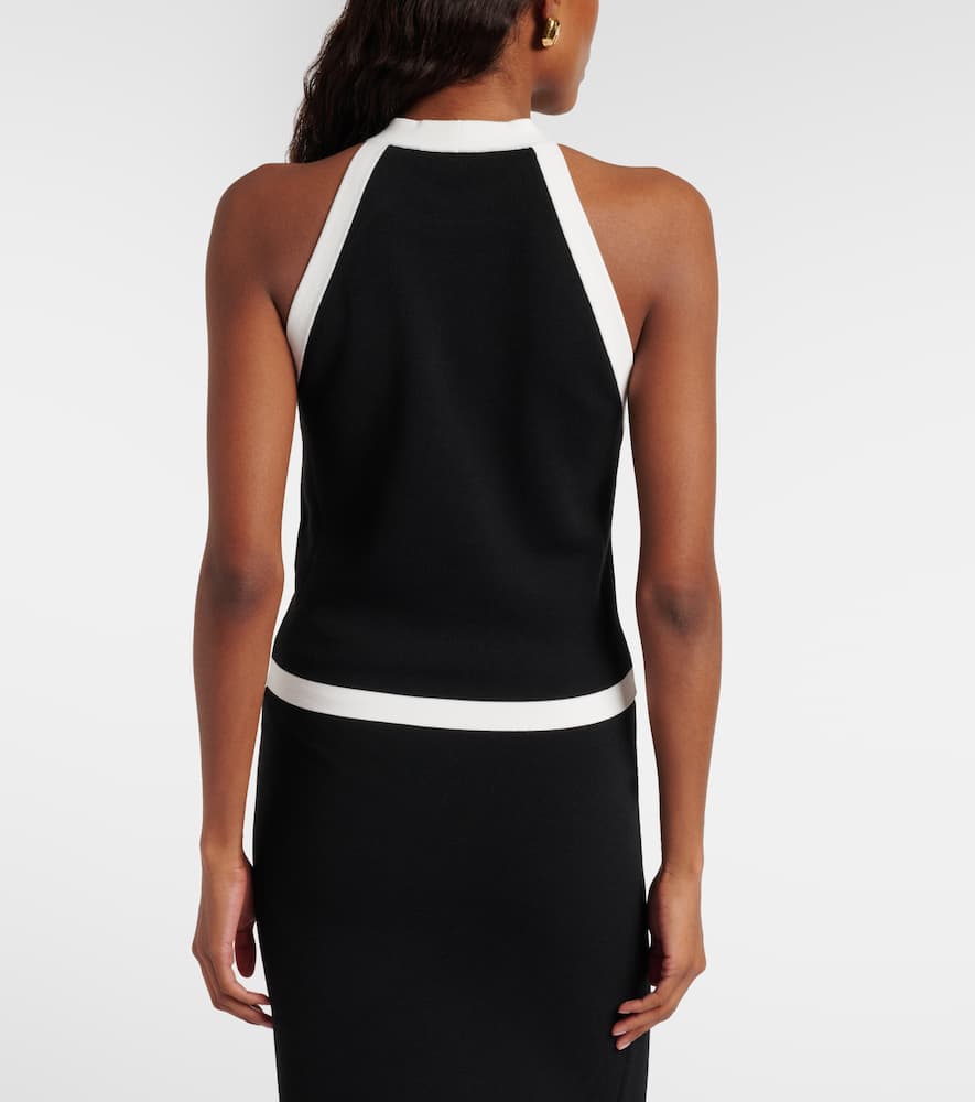 Ribbed-knit halterneck top
