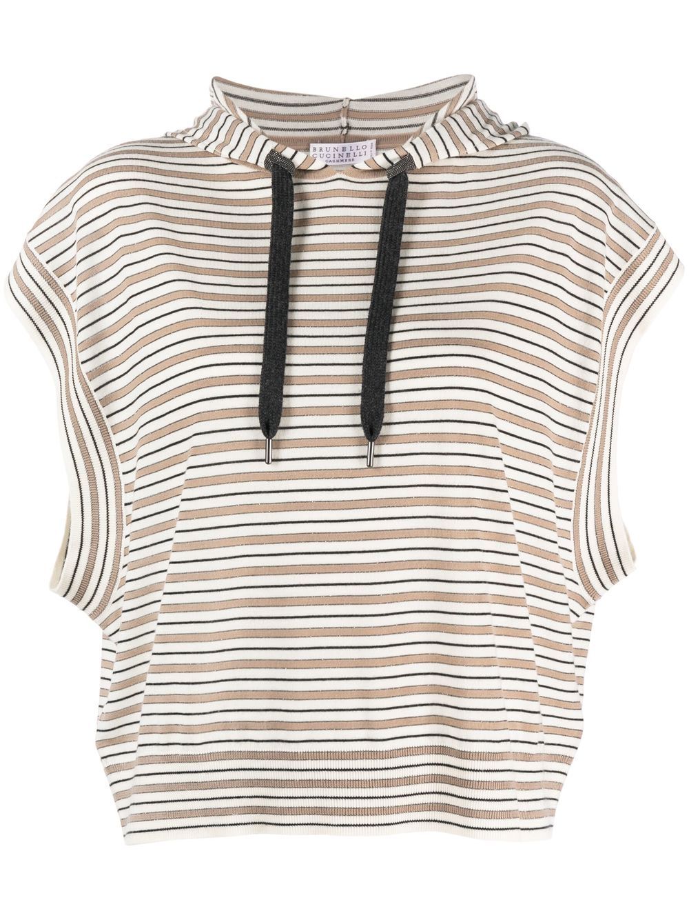 Striped virgin wool top - Black