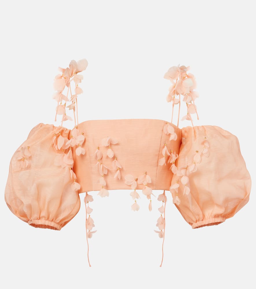 Dawning linen and silk crop top