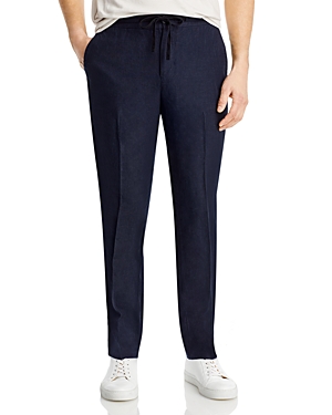 Drawstring-waist four-pocket straight-leg trousers - Blue