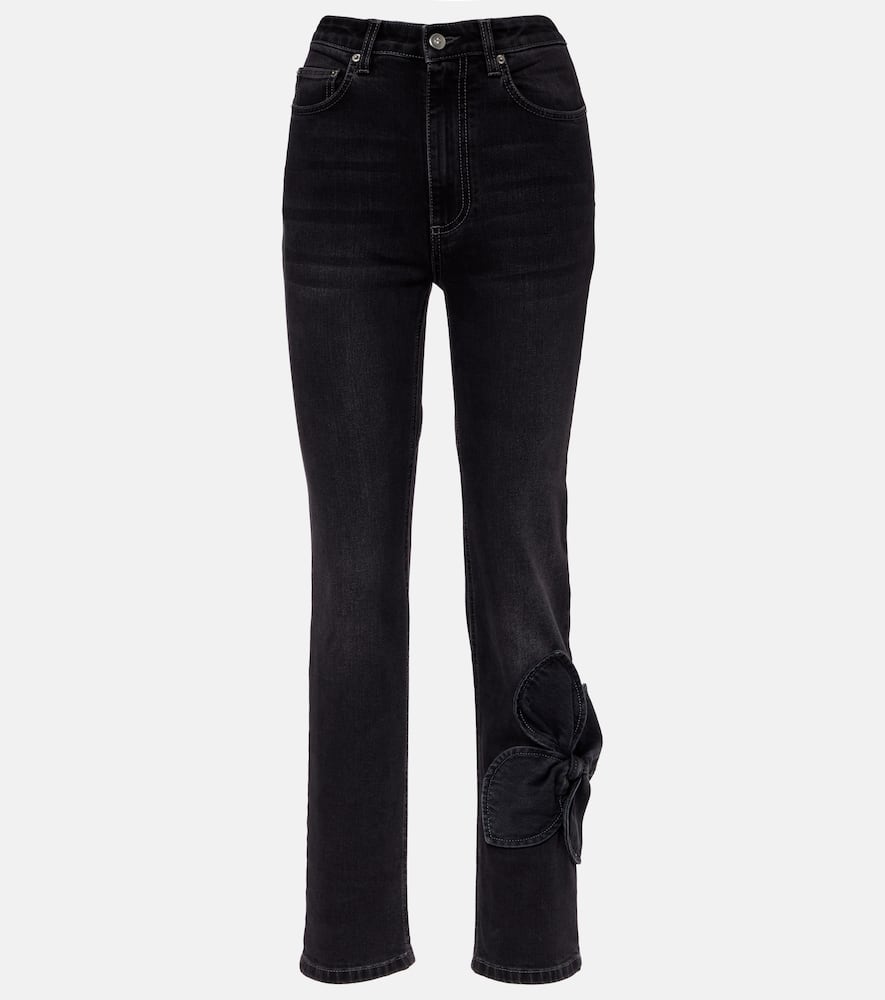 Bow-detail cropped straight jeans