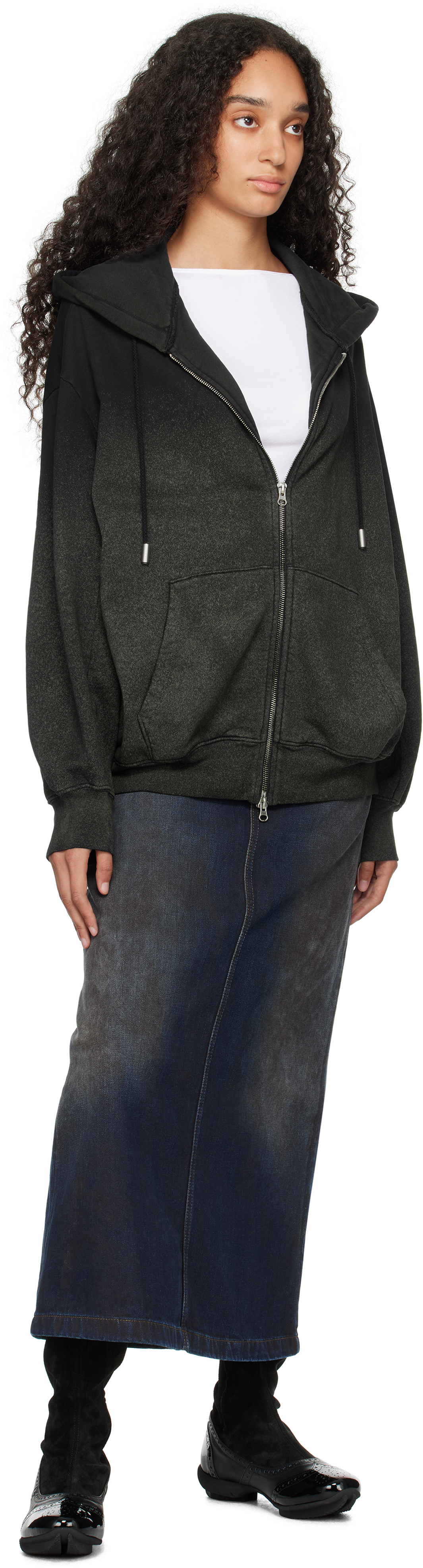 Eckhaus Latta Black Zip Hoodie