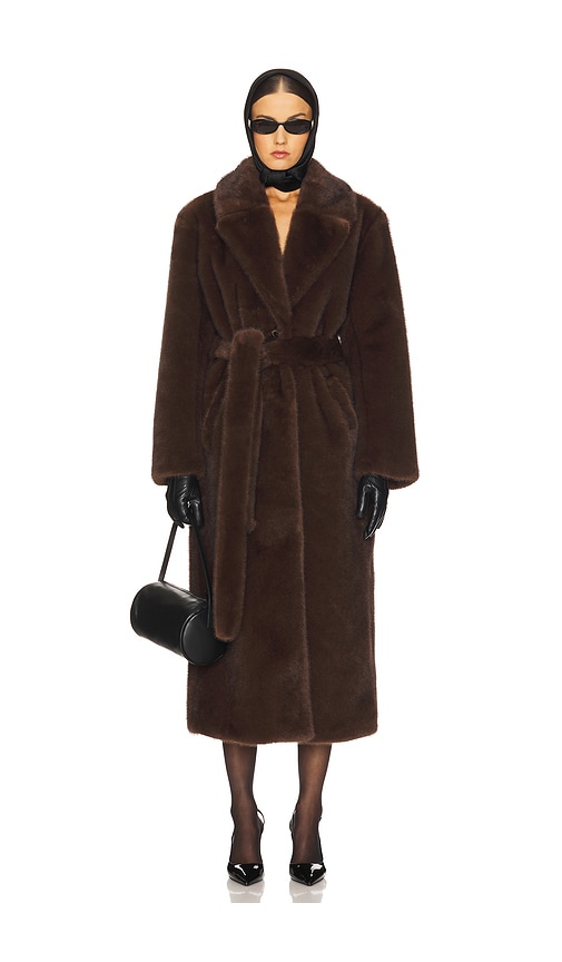 LAMARQUE Darelle Darelle Faux Fur Maxi Coat in Brown.  XS. Also in L