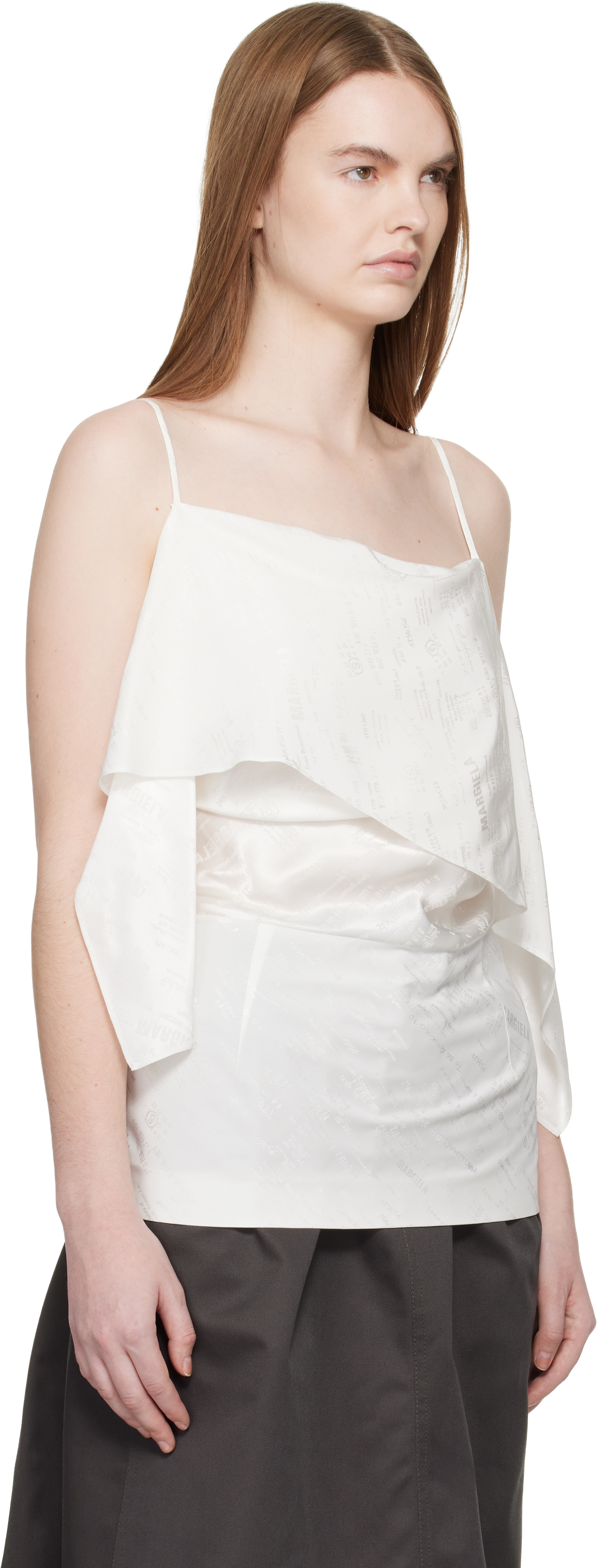Off White Folded Jacquard Camisole