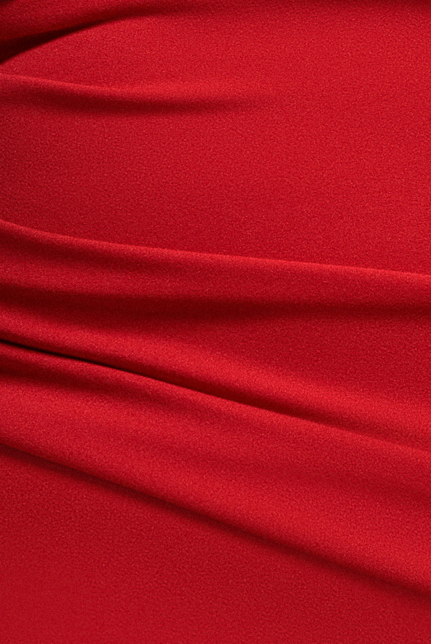 Goddiva Plus Scuba Bardot Pleated Midi Dress - Red
