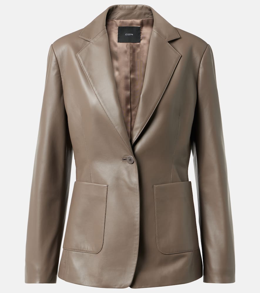 Leather single-breasted blazer