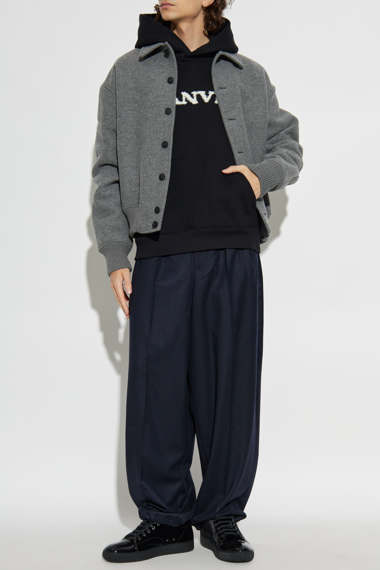 Sweatshirt With A Logo Featuring A Special Texture, Men's, Black