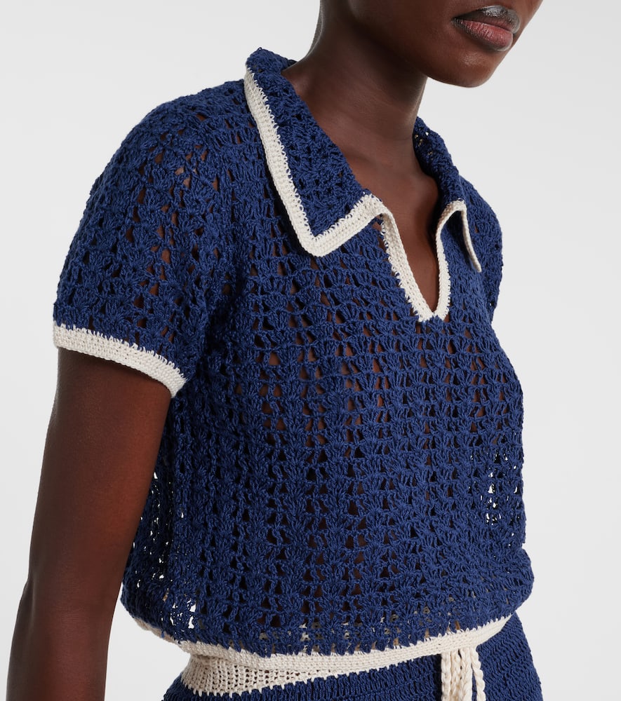 Crochet cotton polo shirt