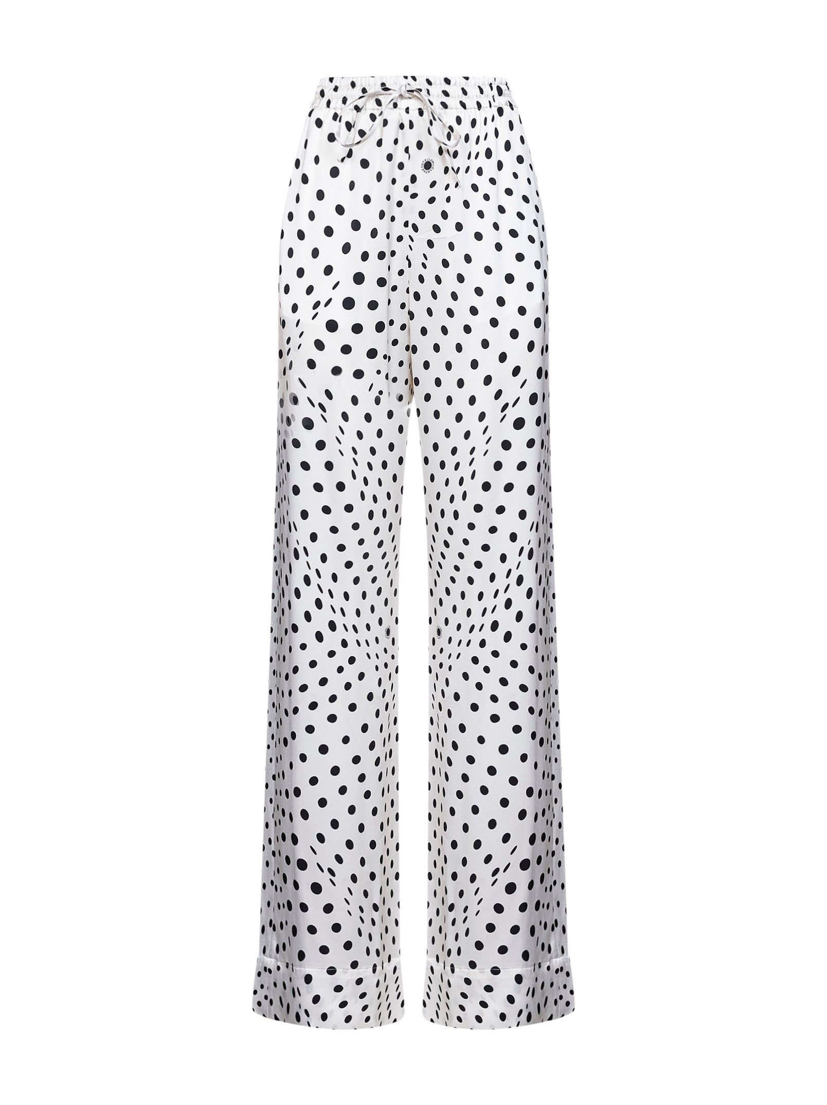 Polka Dot Viscose Trousers — White