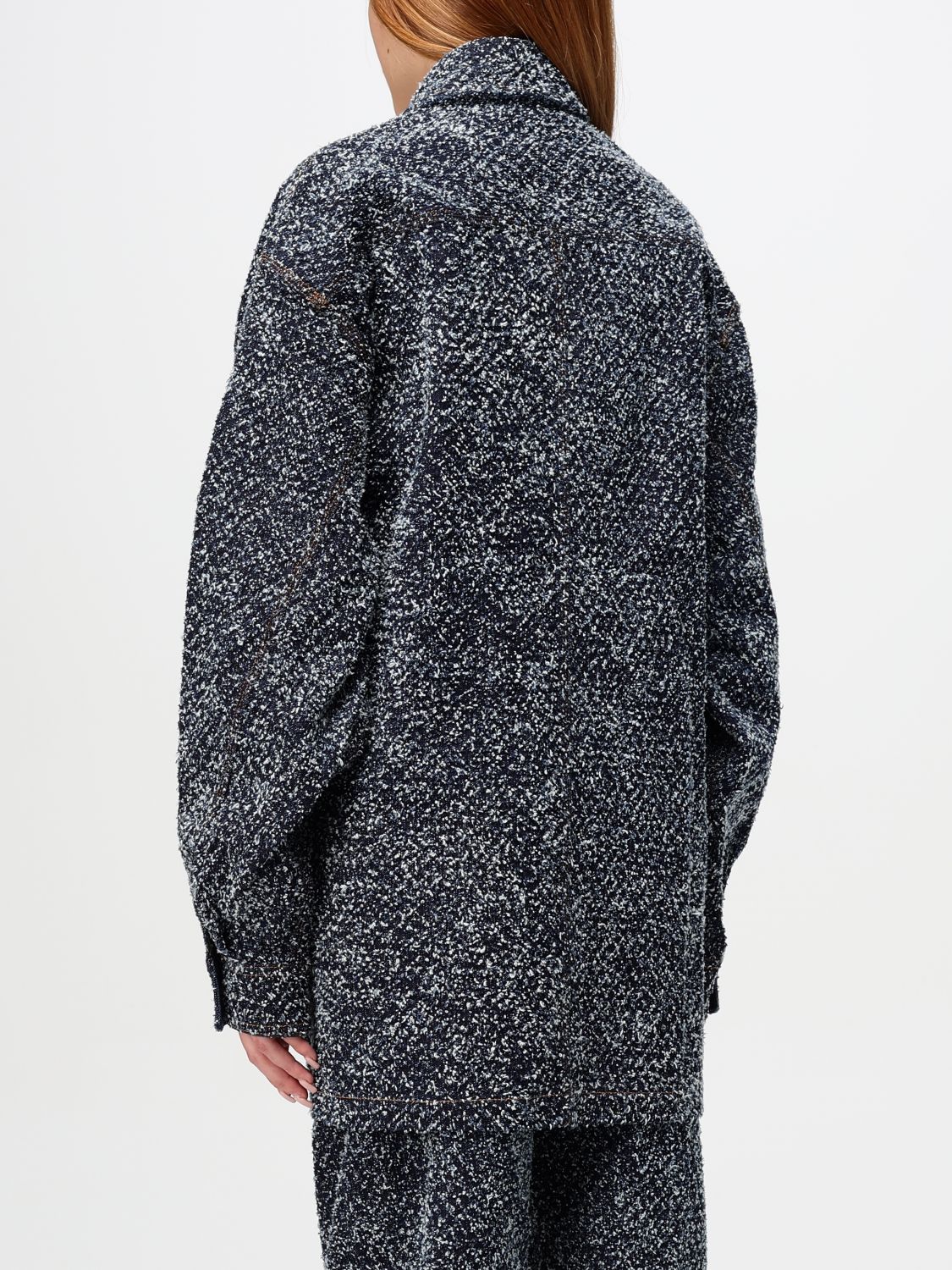 Bouclé-construction oversized coat - Blue