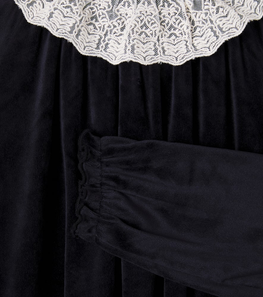 Konges Sløjd Lace-trimmed velvet dress