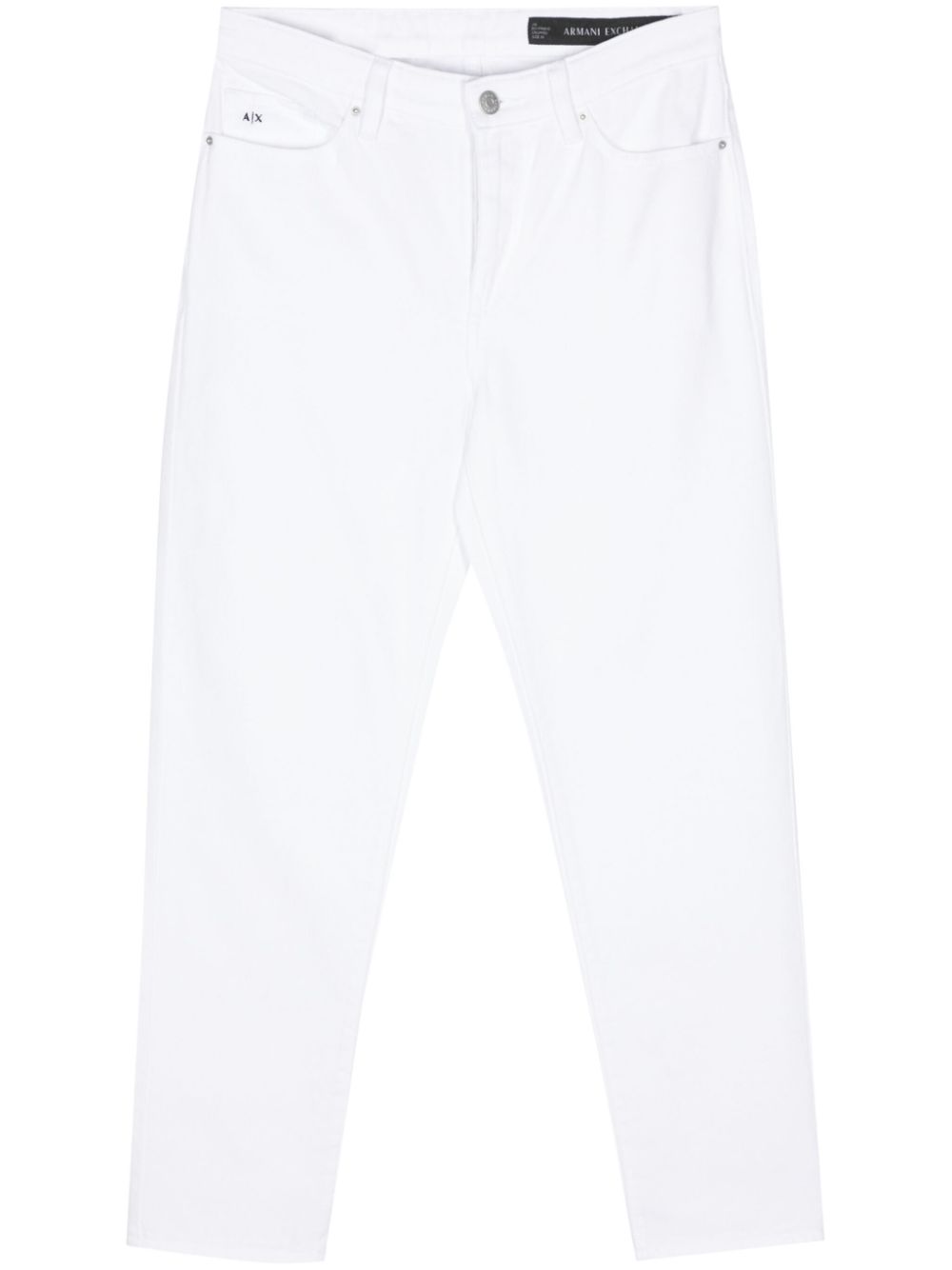 Logo-embroidered tapered jeans - White