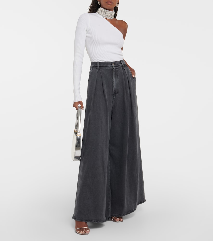 Crystal-embellished wool-blend top