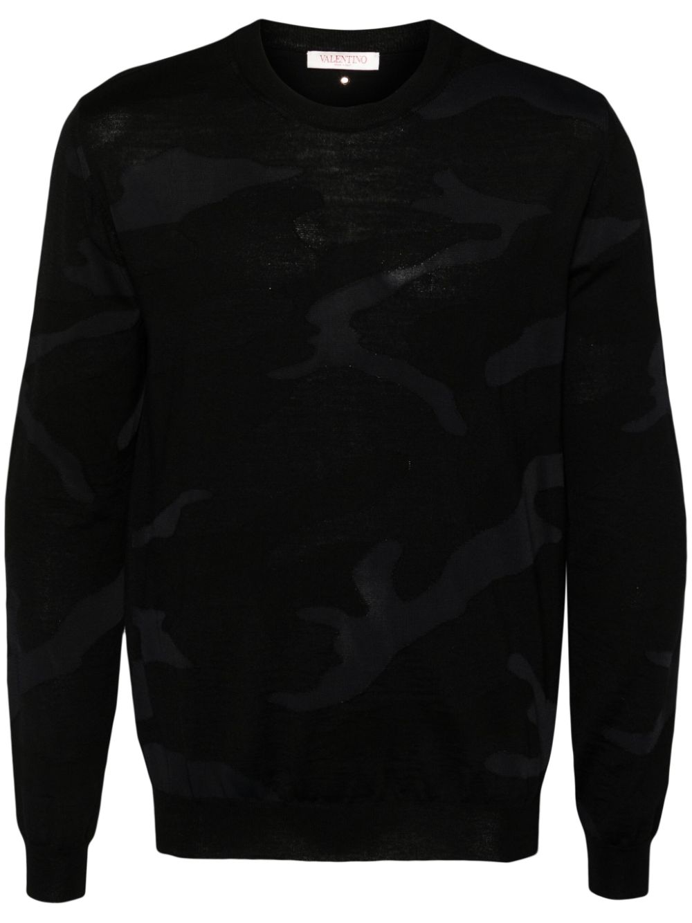 Crew-neck patterned-jacquard jumper - Black
