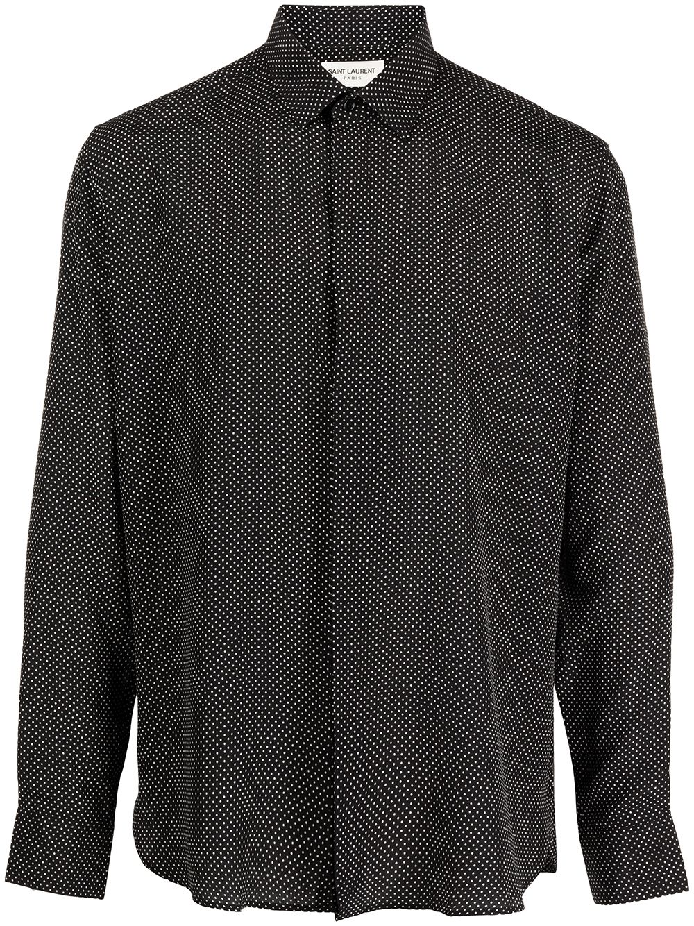 Yves collar dot-print shirt - Black