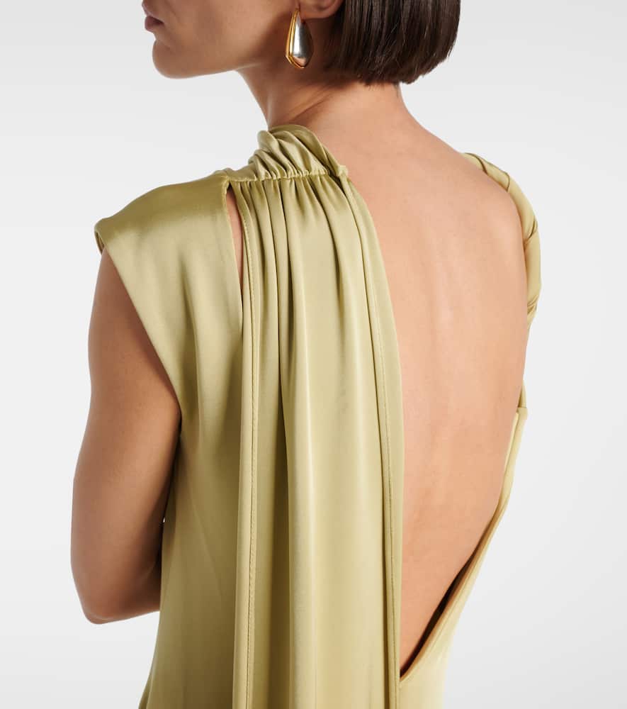 Embellished satin midi dress