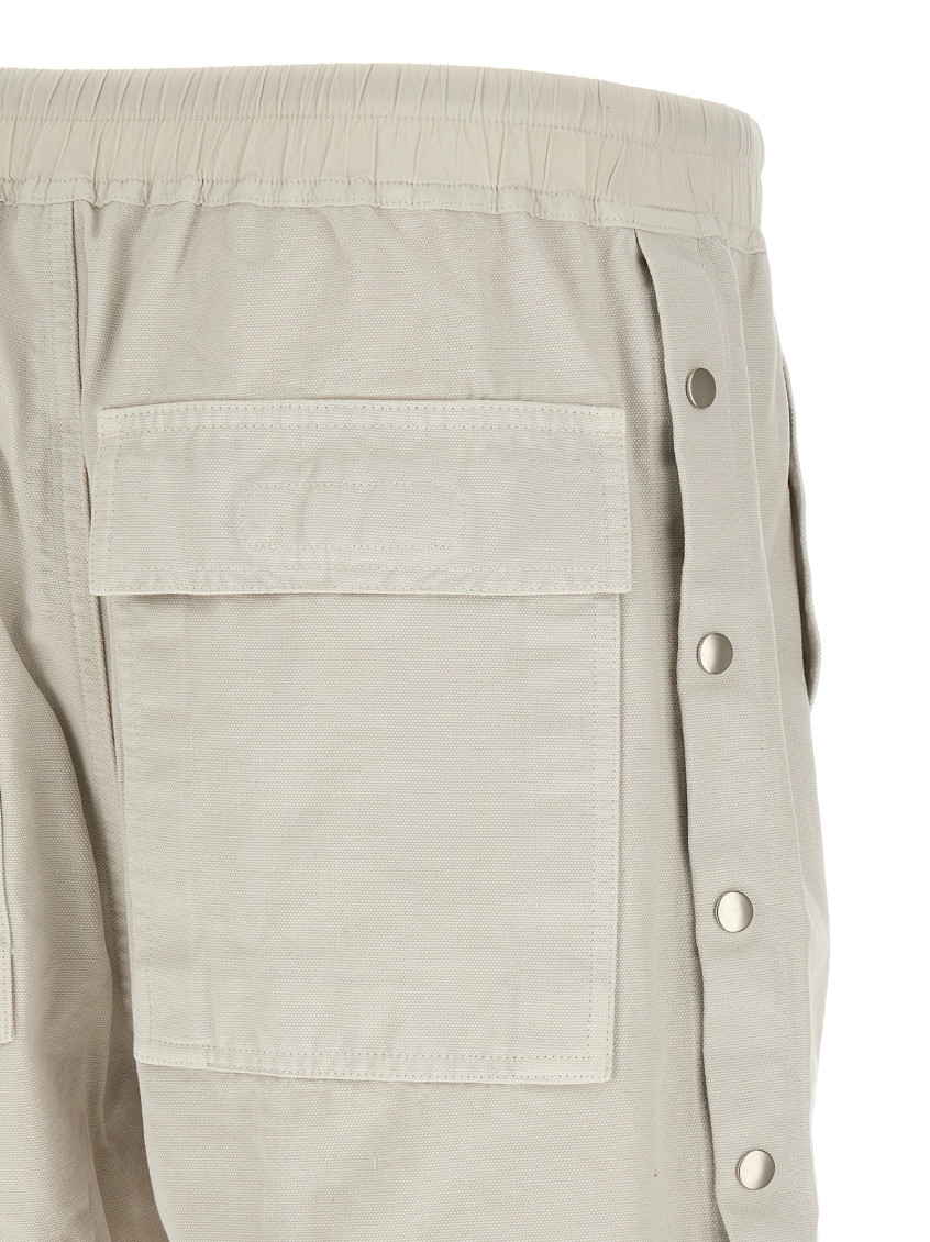 Beige Wide Pusher Short Bermuda Shorts
